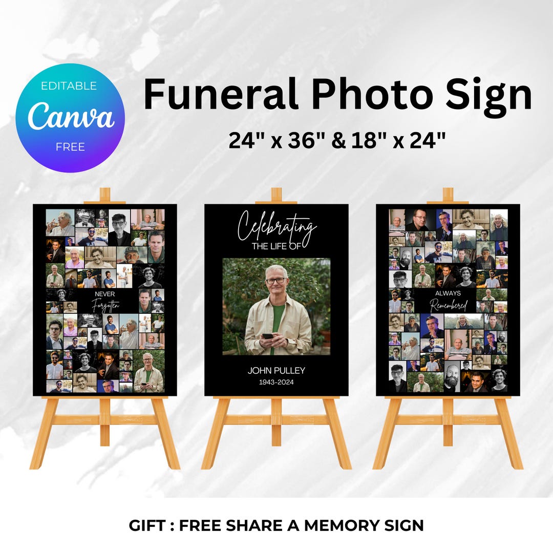 Funeral Welcome Sign Set, Funeral Photo Collage, Memorial Poster ...