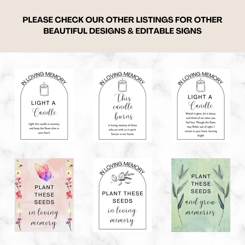 Printable Memorial Table Sign, in Loving Memory, Celebration of Life Favor, Funeral Memory Sign ...