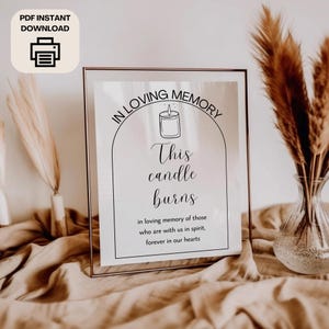 Funeral Memory Table Sign, Printable Memorial Favor, Celebration of Life Sign, In Loving Memory, Funeral Table Decor