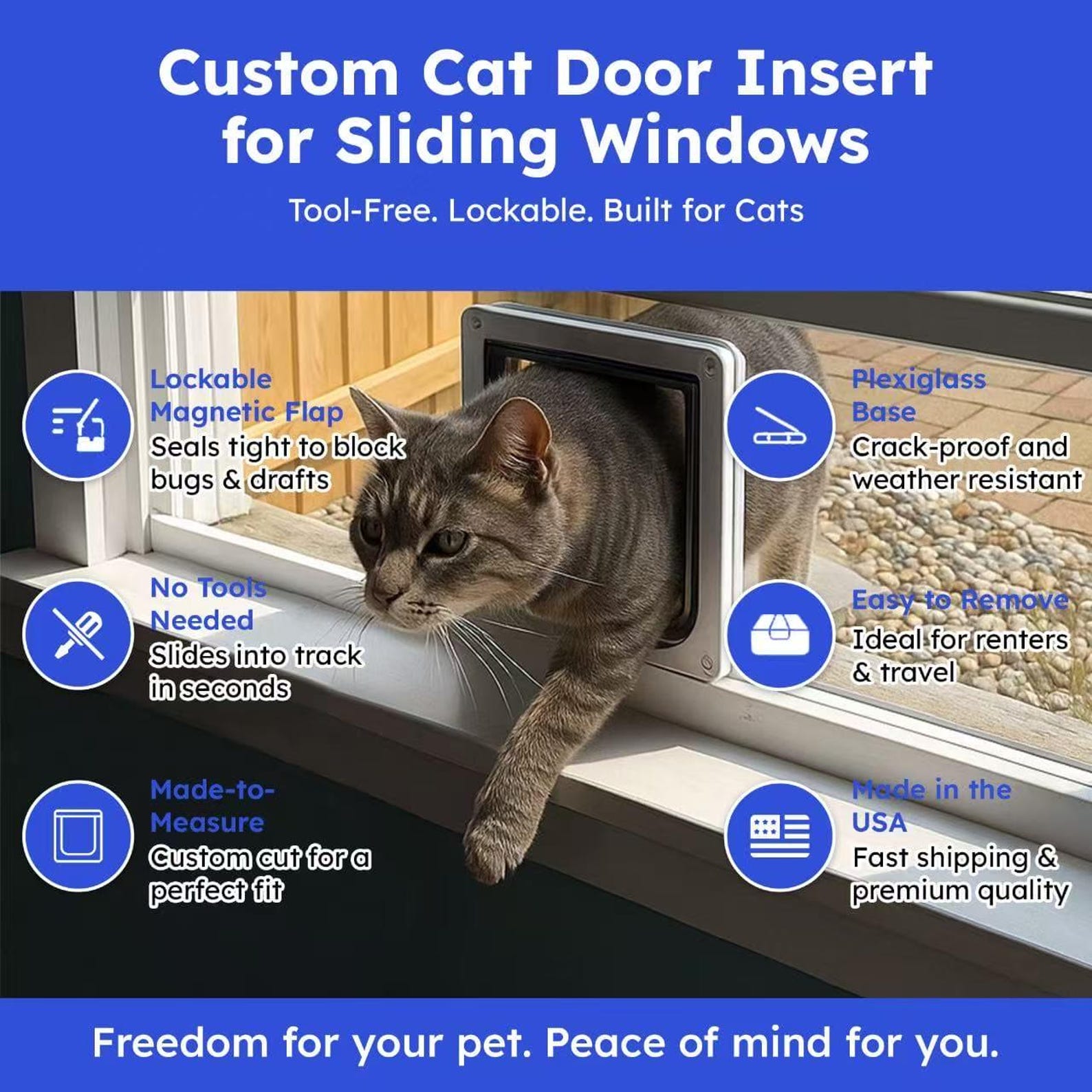 Cat Window Tree Insert Custom Plexiglass Cat Door Window Insert, Lockable Cat Flap, Catio ...