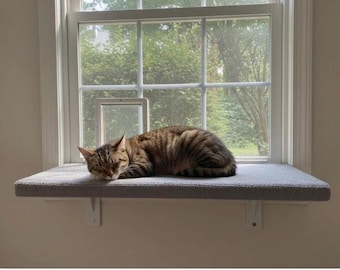 Custom Window Ledge Shelf for Cats, Small Dogs – PVC, USA Made, Brackets Included