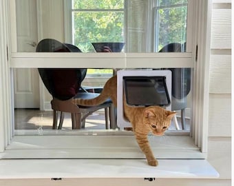 Custom Plexiglass Cat Door Window Insert, Lockable Cat Flap, Catio Access (Vertical/Horizontal)