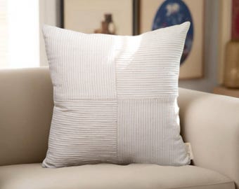 Linen Groove Cotton Cushion Cover (2 pcs set 18"x18")