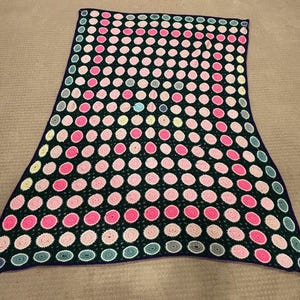 Colorful Green Crochet Granny Square Blanket