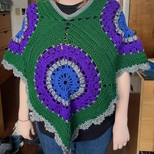 Colorful Granny Square Poncho