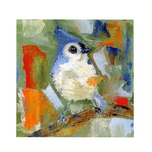 Tufted Titmouse Bird Oil Painting Print, Contemporary Bird Art, Colorful Birds, Bird Giclée Print, Modern Bird Art, Wildlife Home Decor