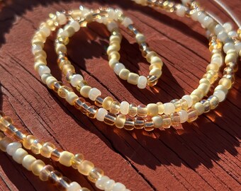 Starlight. Gold and white (tie on) Handmade Boho Belly Beads| Chain| African beads