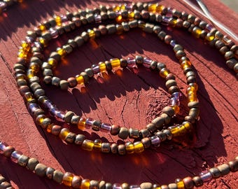 Warm tone, body waist bead (tie on) Handmade Boho Belly Beads| Chain| African beads