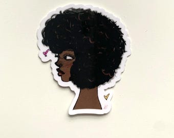 Afro Woman Vinyl Sticker, Original Design