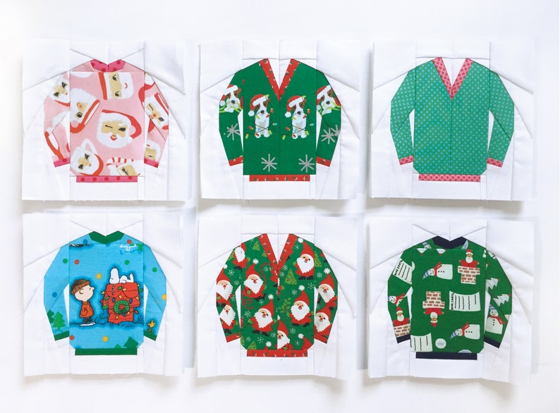 The Original Ugly Christmas Sweater Block 7 6 inch and 10 inch PDF Paper Piecing Pattern image 5