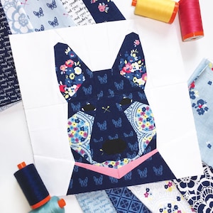 German Shepherd Dog #24 Block PDF Paper Piecing Pattern 10&quot; x 10&quot; finished