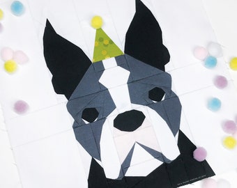 The Boston Terrier Dog Block #37 - 10 inch PDF Paper Piecing Pattern