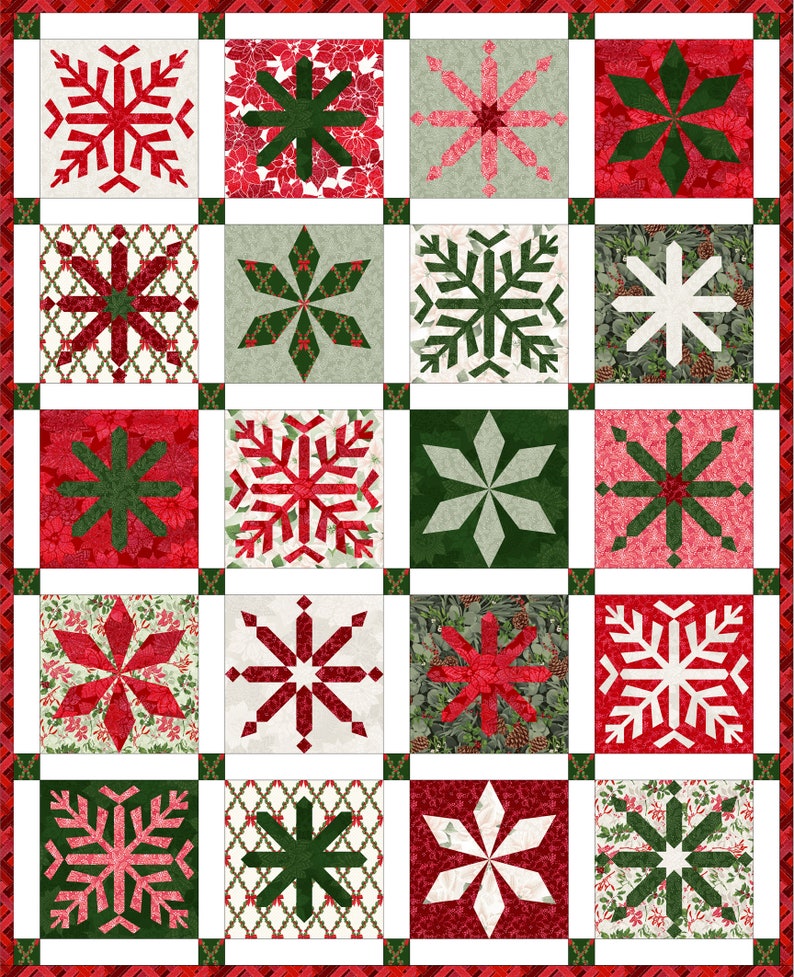 Frosty Snowflakes Quilt PDF Paper Piecing Pattern 36 image 1