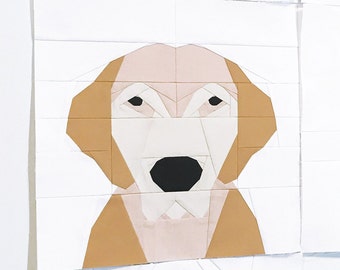 The Golden Retriever Dog Block #39 - 10 inch PDF Paper Piecing Pattern