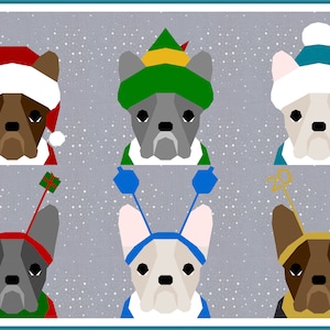The Holiday Puppy Frenchie Bundle #44 - 10 inch PDF Paper Piecing Pattern
