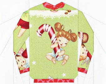 The Original Ugly Christmas Sweater Block #7 - 6 inch and 10 inch PDF Paper Piecing Pattern