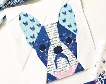 French Bull Dog #20 Block PDF Paper Piecing Pattern 10&quot; x 10&quot; finished