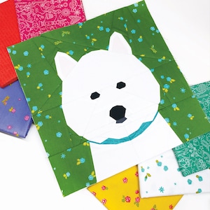 The West Highland Terrier Dog Block #41 - 10 inch PDF Paper Piecing Pattern