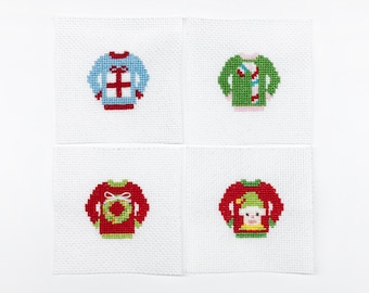 Ugly Sweater Cross Stitch Pattern Bundle #2 - 4 designs - PDF Patterns