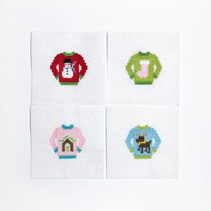 Ugly Sweater Cross Stitch Pattern Bundle #1 - 4 designs - PDF Patterns
