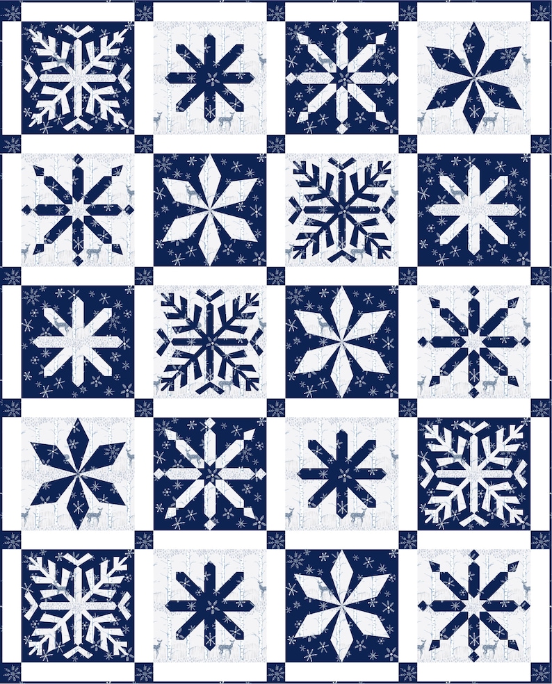 Frosty Snowflakes Quilt PDF Paper Piecing Pattern 36 image 2