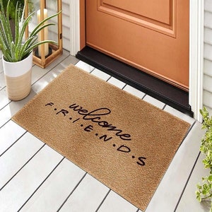 Felpudo de bienvenida a amigos, felpudo de bienvenida, felpudo de amigos, felpudo de bienvenida para porche, regalos para mejores amigos, felpudo divertido, felpudo de decoración del hogar de amigos