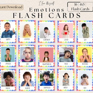 Emotions Flashcards, Montessori, Feelings Flashcards, Toddler Learning, Printable, Calming Corner, Real Children Emotions, Digital Download