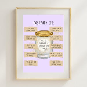 Positive Affirmationen Glas Wandkunst, tägliche Affirmationen Glas Poster, Therapie Bürodekor, Selbstliebe Poster, psychische Gesundheit, digitaler Download
