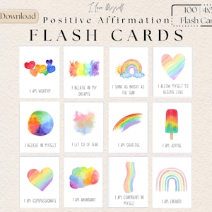 100 tarjetas de afirmaciones positivas, tarjetas con citas positivas, crecimiento personal, tarjetas de manifestación, tablero de visión imprimible, descarga digital