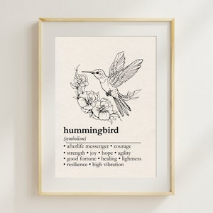 Arte mural con simbolismo del colibrí, significado espiritual del colibrí, póster de colibrí, definición de arte mural, minimalista, descarga digital