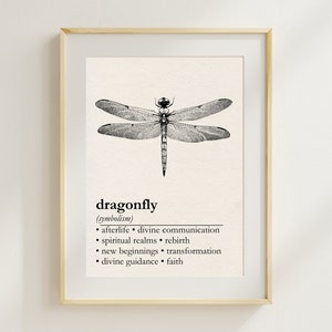 Dragonfly Symbolism Wall Art, Dragonfly Spiritual Meaning Wall Art, Dragonfly Poster, Minimal Poster, Definition Wall Art, Digital Download