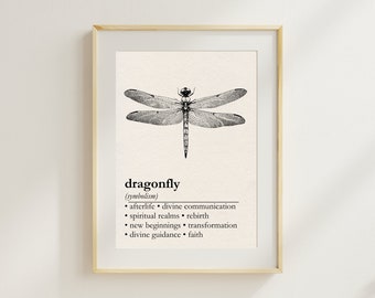 Dragonfly Symbolism Wall Art, Dragonfly Spiritual Meaning Wall Art, Dragonfly Poster, Minimal Poster, Definition Wall Art, Digital Download