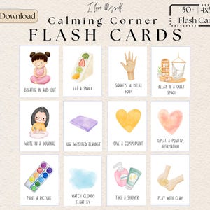 Plus de 50 cartes-éclair pour un coin apaisant, Cartes-éclair sur les techniques d'apaisement, Soulagement de l'anxiété, Stratégies pour un coin calme, Pleine conscience, Téléchargement numérique