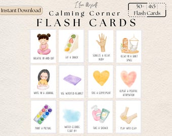 50+ Calming Corner Flashcards, Calming Techniques Flashcards, Anxiety Relief, Calm Down Corner Strategies, Mindfulness, Digital Download