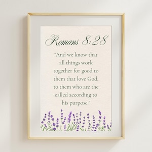 Romans 8:28 And We Know That All Things Bible Verse Wall Art, Christian Wall Art, Printable Wall Art, Scripture Wall Art, Digital Download