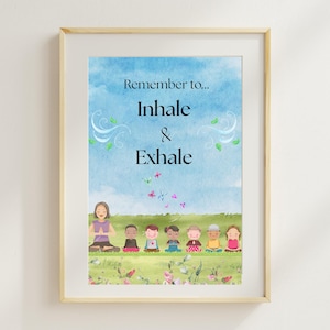Inhale & Exhale Wandkunst für Kinder, Beruhigungsecke, Achtsame Atmung, Erdungstechniken, Angst, psychische Gesundheit, digitaler Download
