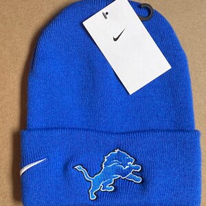 Custom embroidered Premium Detroit Lions Team Cuffed Beanie knit hat genuine personalized Swoosh  grit football fan wear fanwear