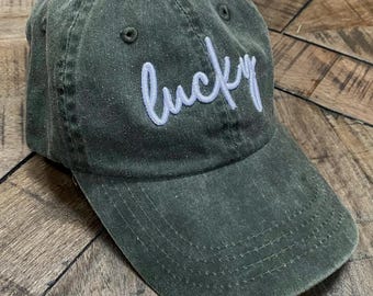 Custom embroidered pigment dyed cap hat lucky st patricks day irish personalized puff embroidery