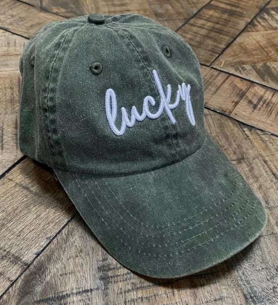 Custom embroidered pigment dyed cap hat lucky st patricks day irish personalized puff embroidery