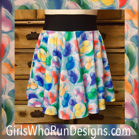 Last one mickey balloons disney spandex fabric running skirt with or without shorts princess mickey minnie run disney costume #rundisney
