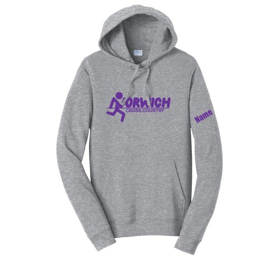 Purple or Ash Grey unisex Port & Co Fan Favorite hooded pullover Norwich XC PC850H
