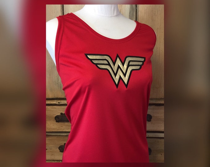 Woman Womens Running tank singlet wonder disney superhero half marathon  Custom Embroidered