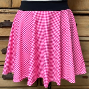 Hot pink plaid checked running skirt with or without shorts attached Cinderella Disney costume Margot Robbie costume