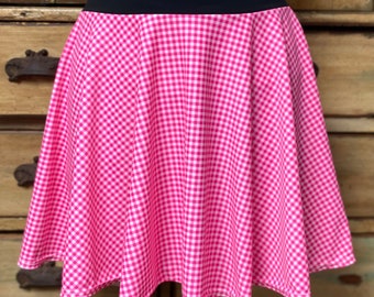 Hot pink plaid checked running skirt with or without shorts attached Cinderella Disney costume Margot Robbie costume