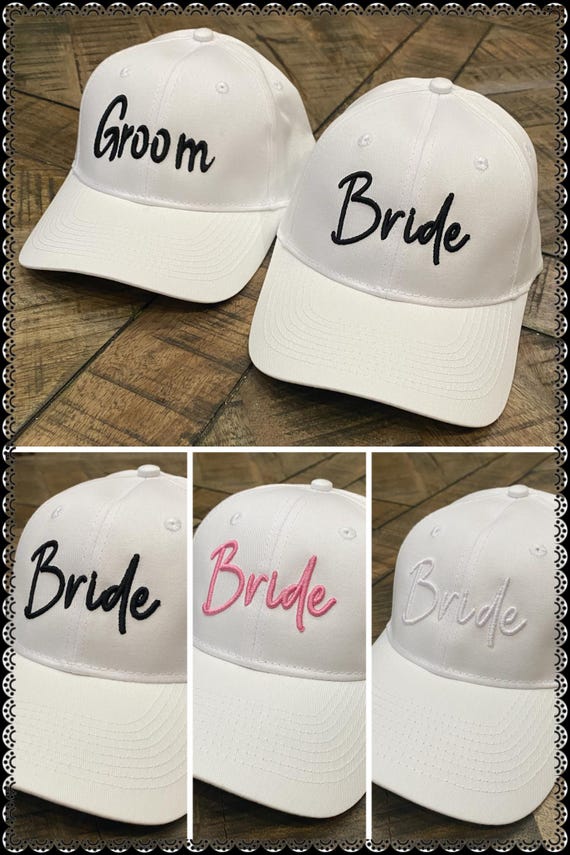 Unisex Custom personalized Bride Groom baseball caps embroidered hat gift wedding bridal shower unique embroidery 3d puff