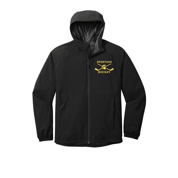 Unisex rain jacket full zip performance jackets black with 2 logo options J407