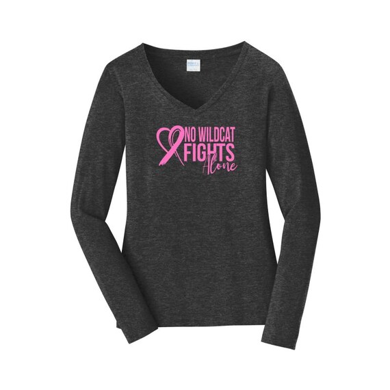 No Wildcat Fights Alone Womens v-neck charcoal Tiffany fundraiser LPC450VLS