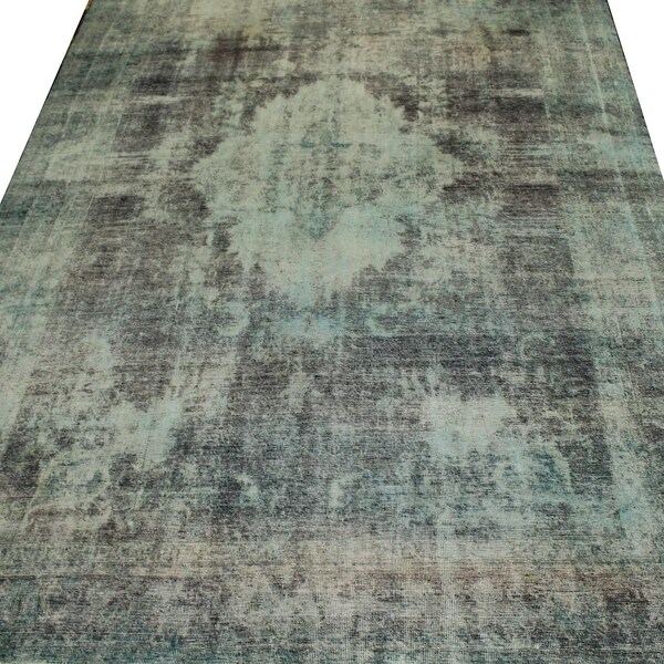 Hand Knotted, Wool, Vintage, Area Rug, Overdyed,