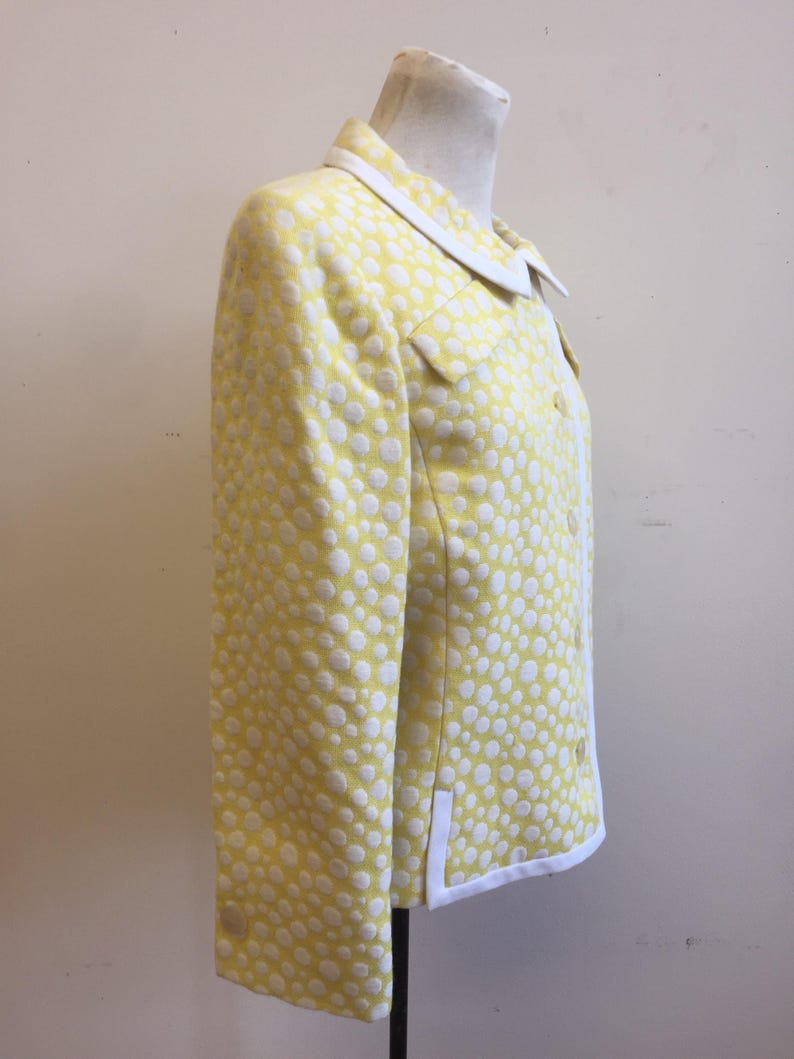 1960s Yellow Polka Dot Blazer Yellow /& White Blazer Ladies Suit Jacket