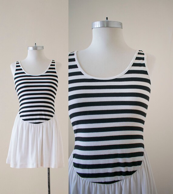Vintage 1980s Striped Romper / 1980s Romper / Dead